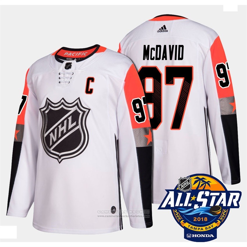 Camiseta Hockey Edmonton Oilers 97 Connor Mcdavid Blanco 2018 All Star Autentico